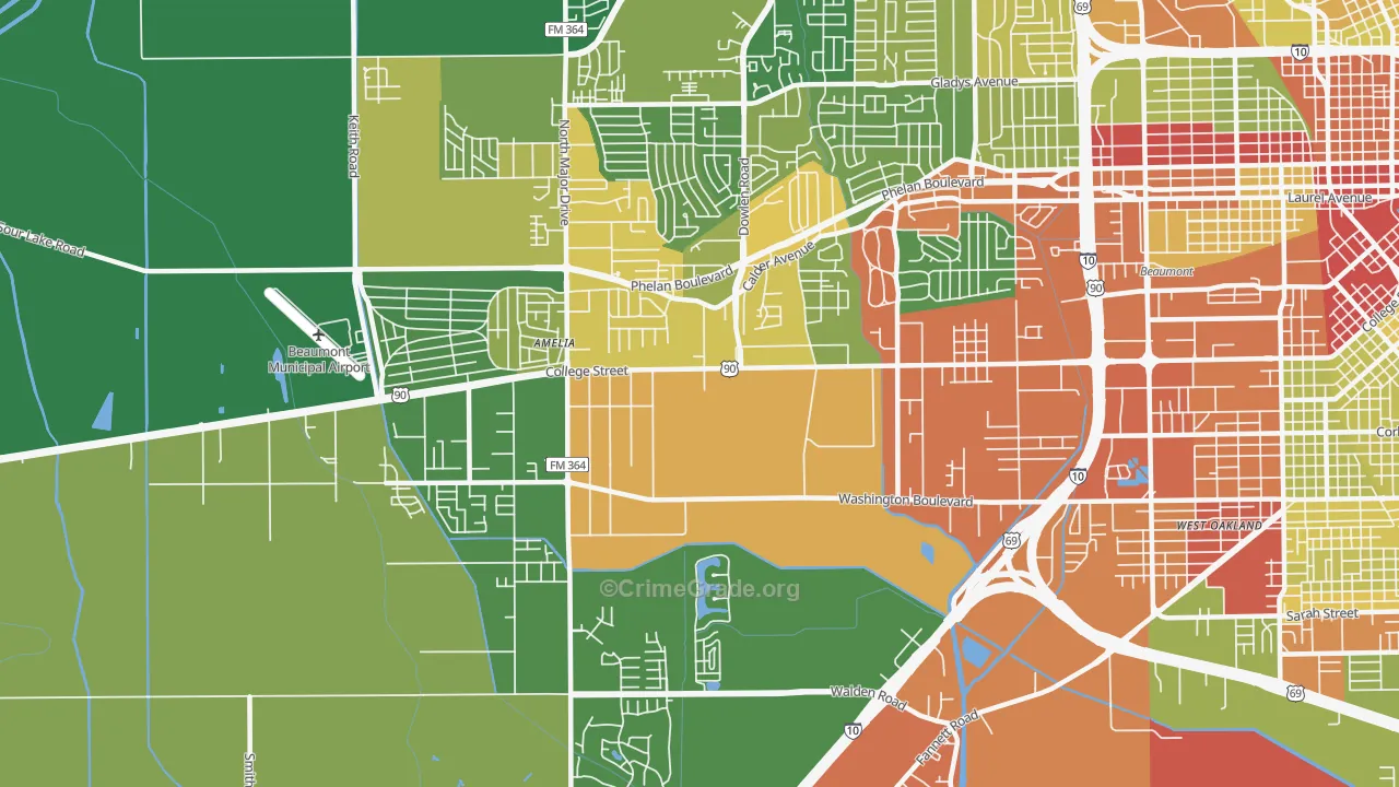 77707, TX Map of Drug-Related Crime Rates