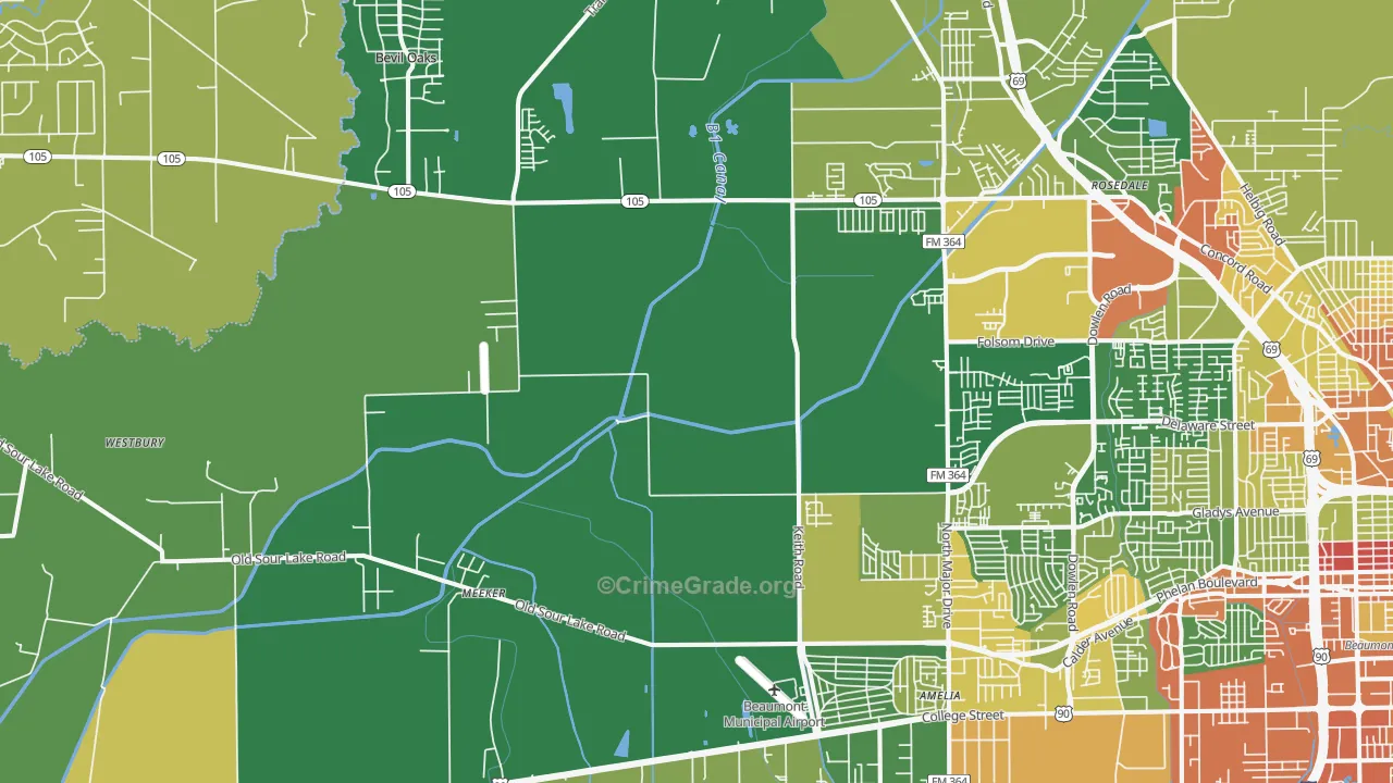 77713, TX Map of Drug-Related Crime Rates