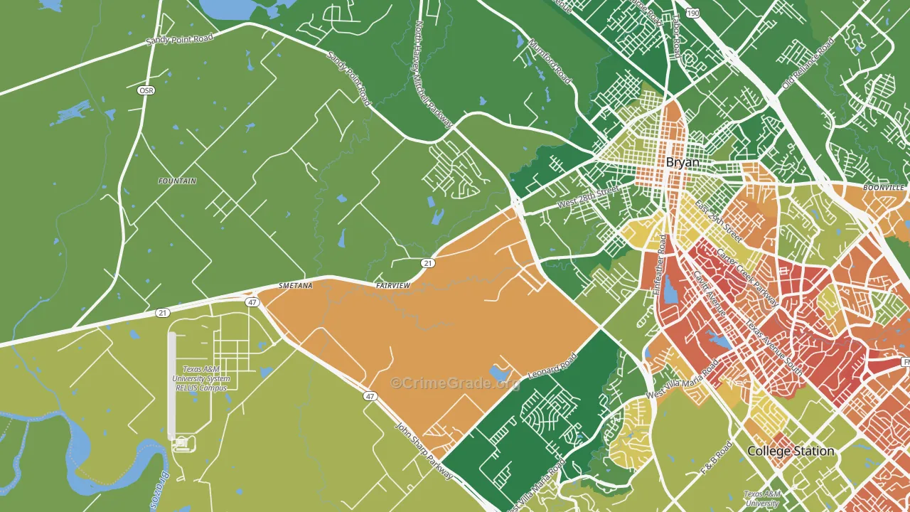 77807, TX Map of Drug-Related Crime Rates