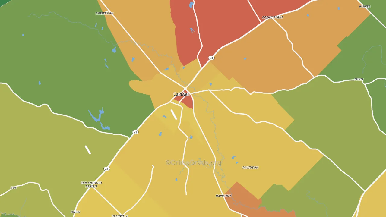77836, TX Map of Drug-Related Crime Rates
