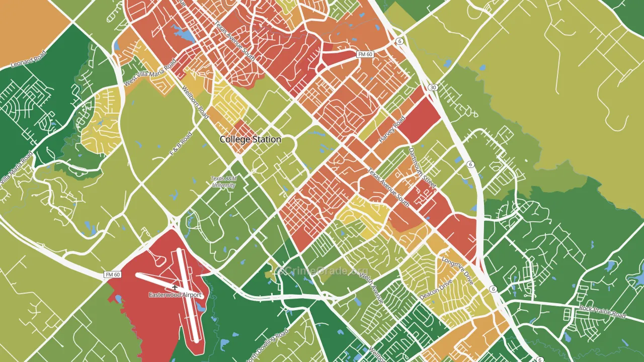 77840, TX Map of Drug-Related Crime Rates