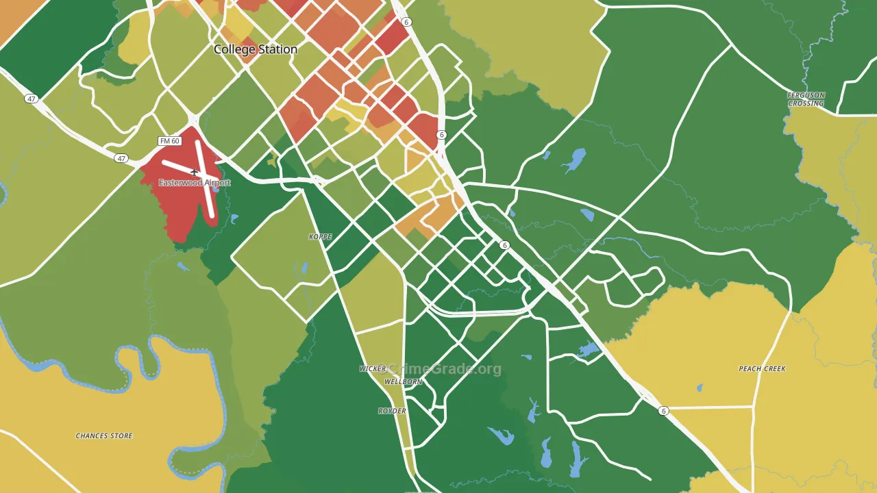 77845, TX Map of Drug-Related Crime Rates