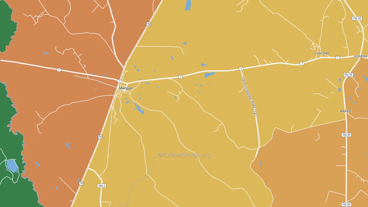 77865, TX Map of Drug-Related Crime Rates