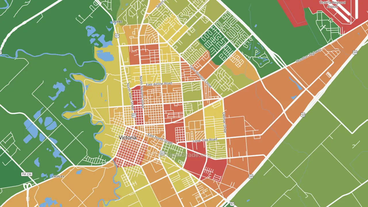 77901, TX Map of Drug-Related Crime Rates