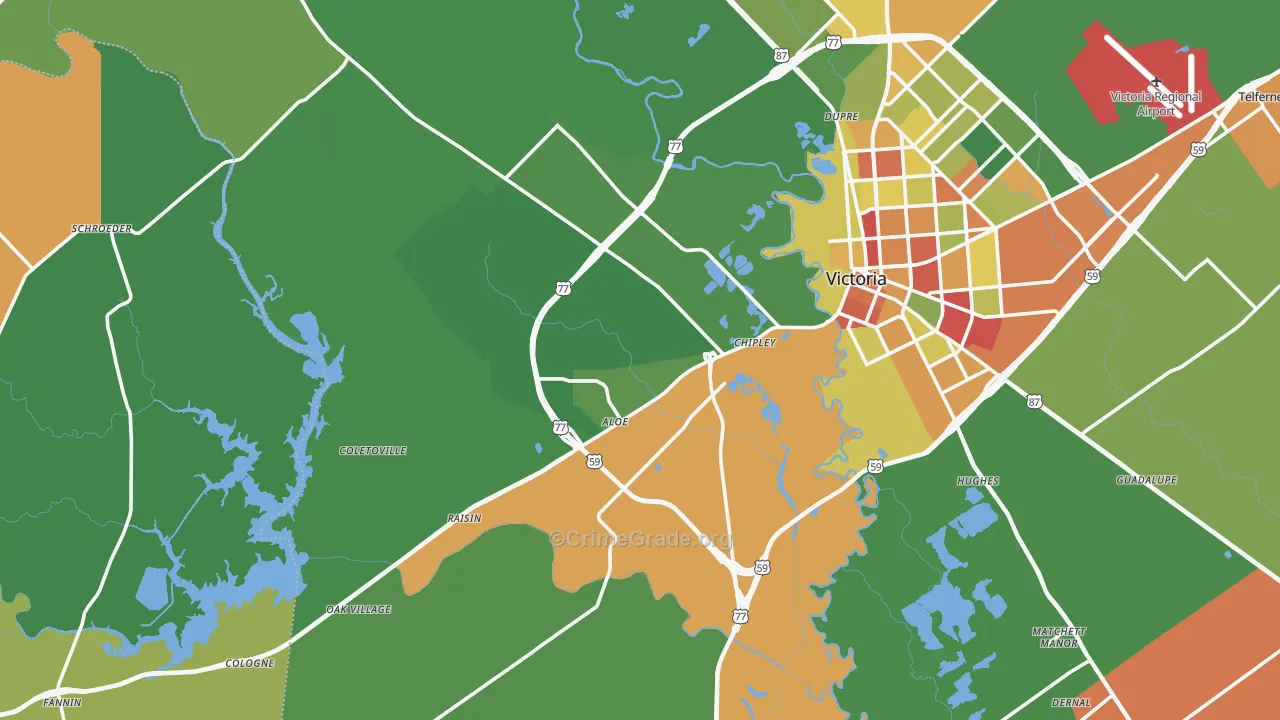77905, TX Map of Drug-Related Crime Rates