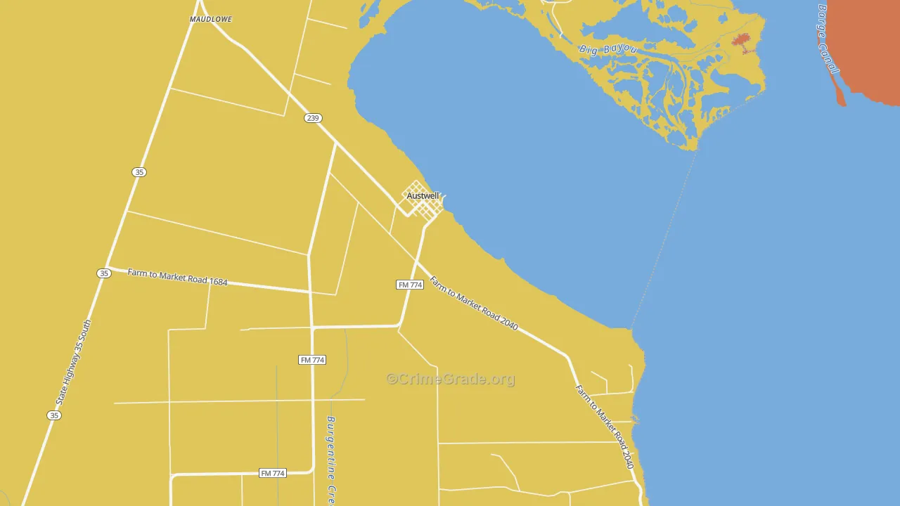 77950, TX Map of Drug-Related Crime Rates