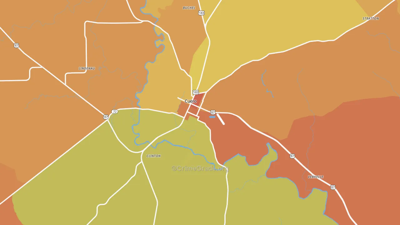 77954, TX Map of Drug-Related Crime Rates