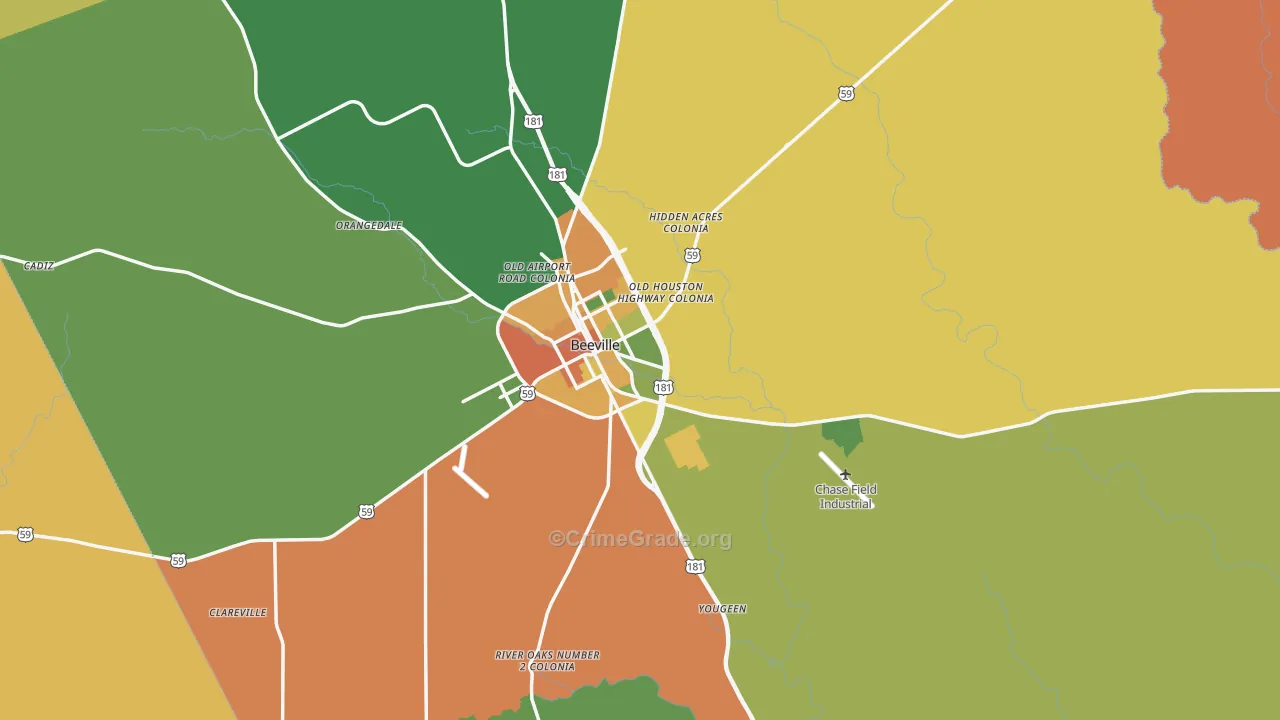 78102, TX Map of Drug-Related Crime Rates