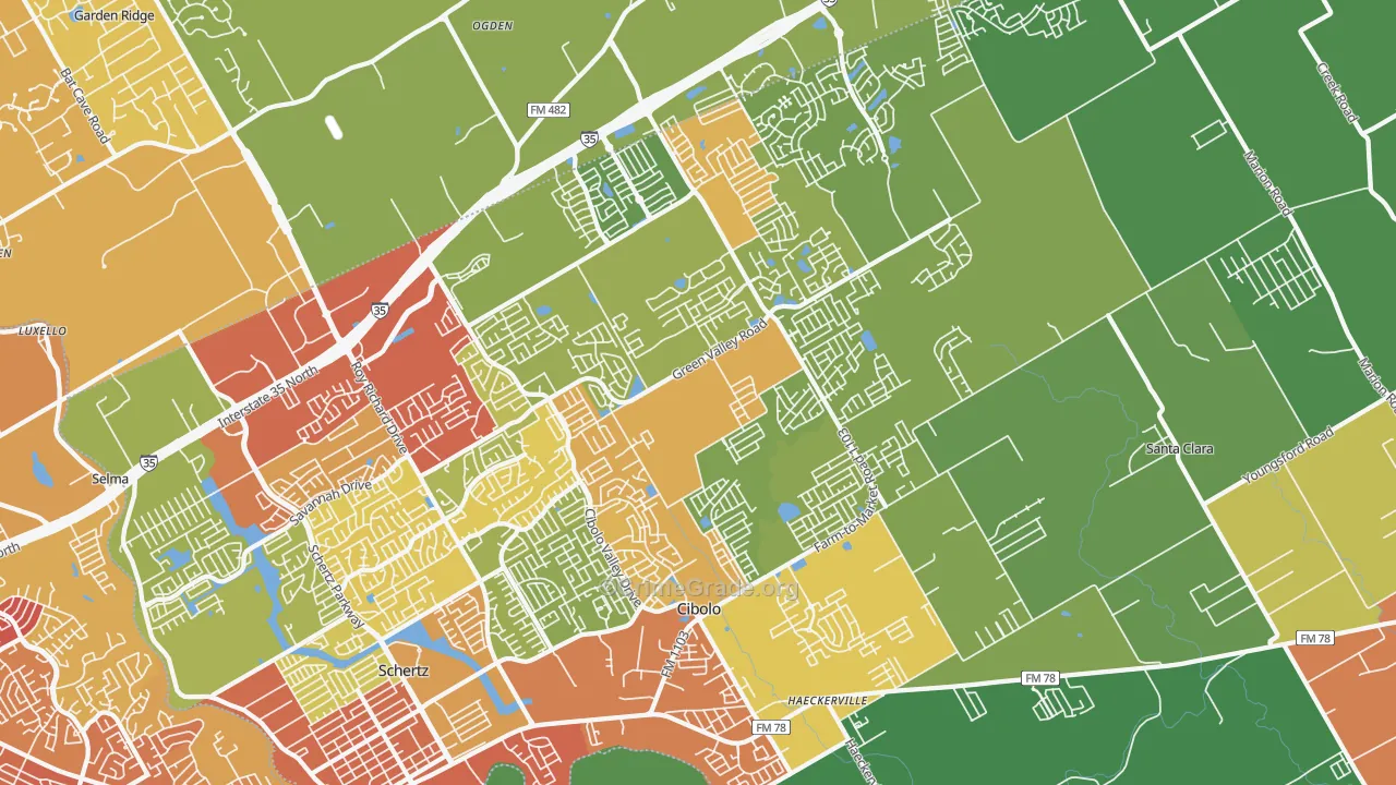 78108, TX Map of Drug-Related Crime Rates