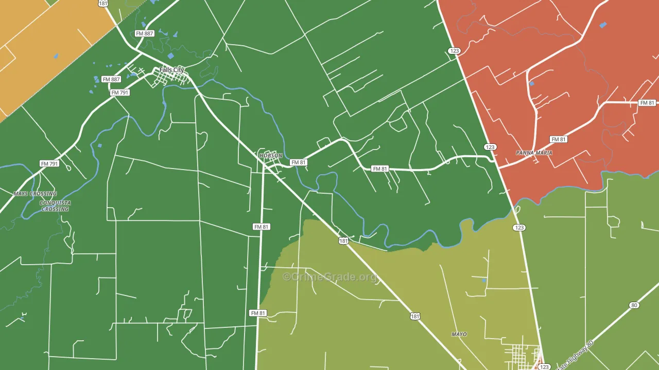 78117, TX Map of Drug-Related Crime Rates