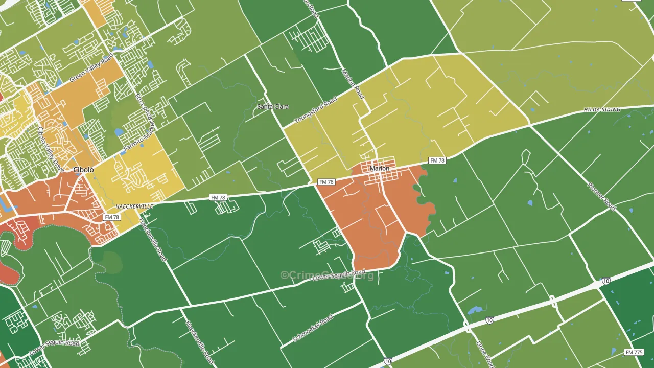 78124, TX Map of Drug-Related Crime Rates