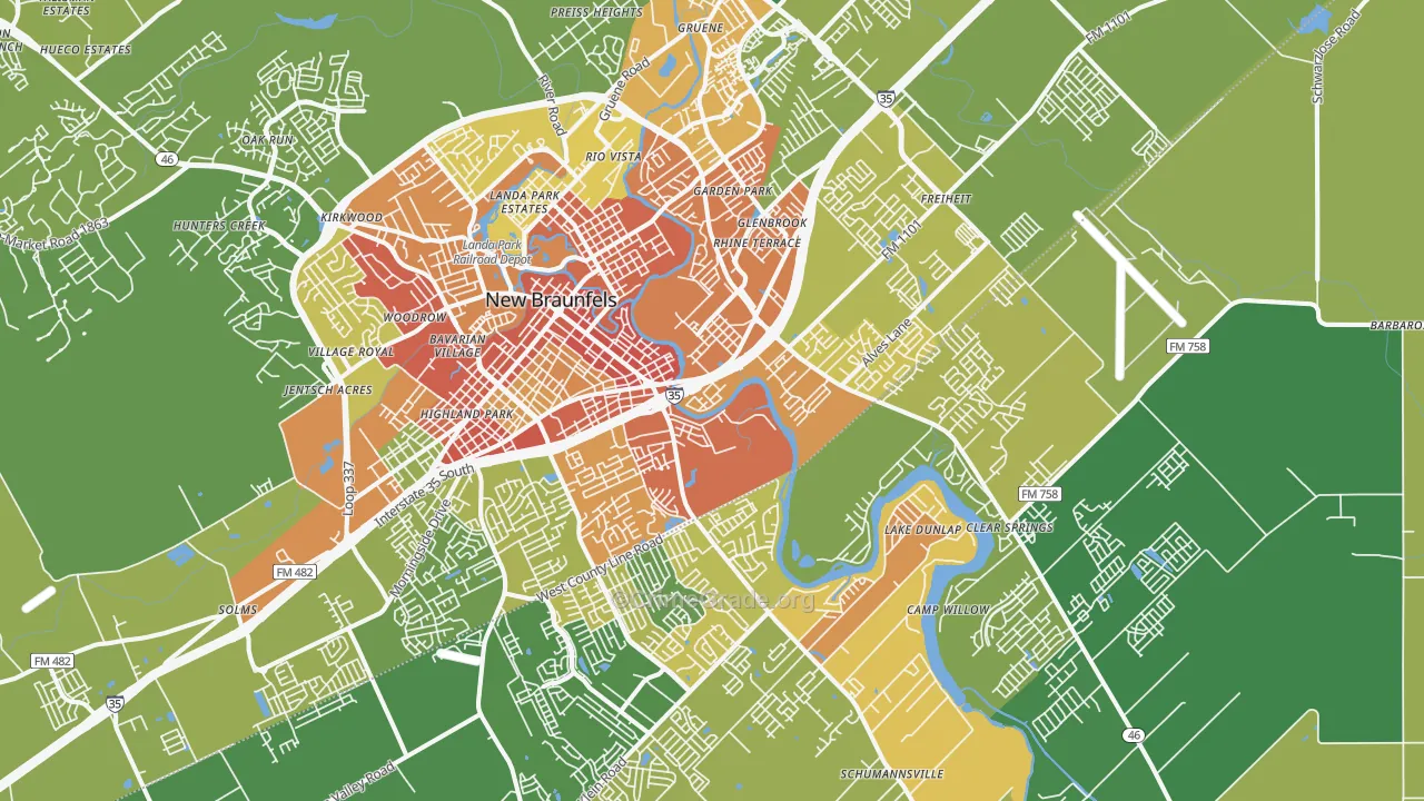 78130, TX Map of Drug-Related Crime Rates