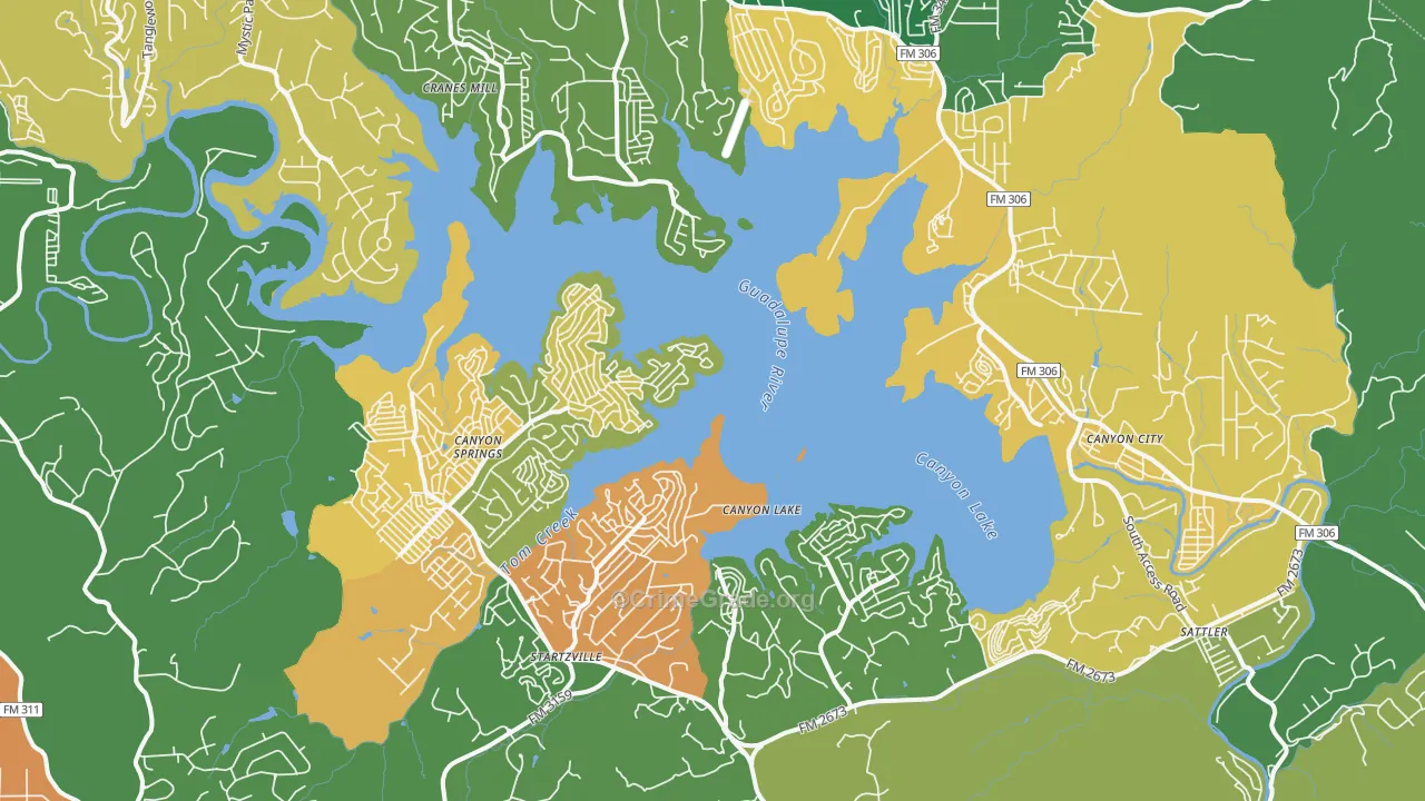 78133, TX Map of Drug-Related Crime Rates