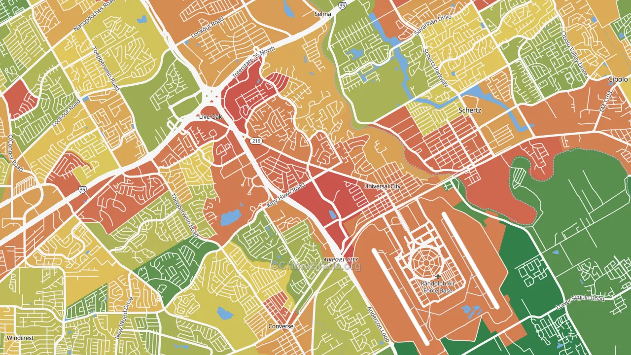 78148, TX Map of Drug-Related Crime Rates