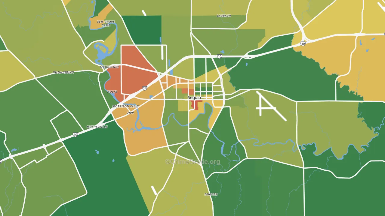 78155, TX Map of Drug-Related Crime Rates