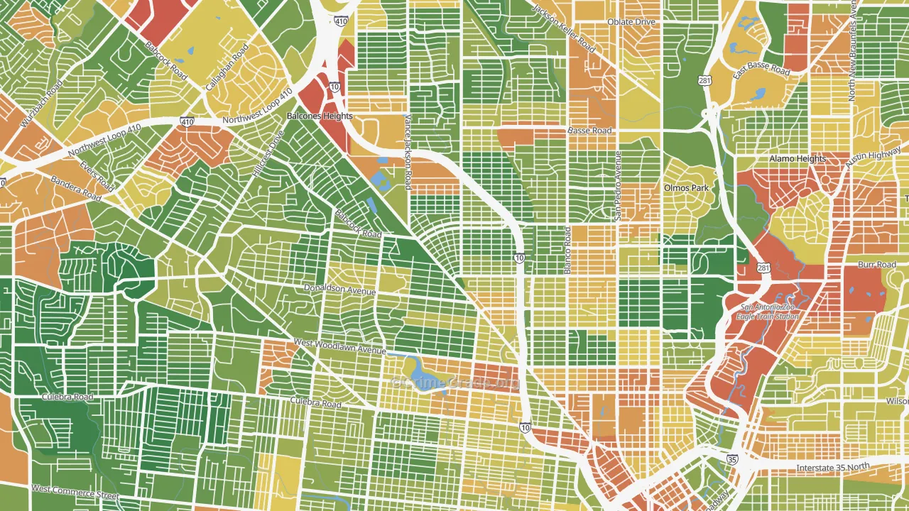 78201, TX Map of Drug-Related Crime Rates
