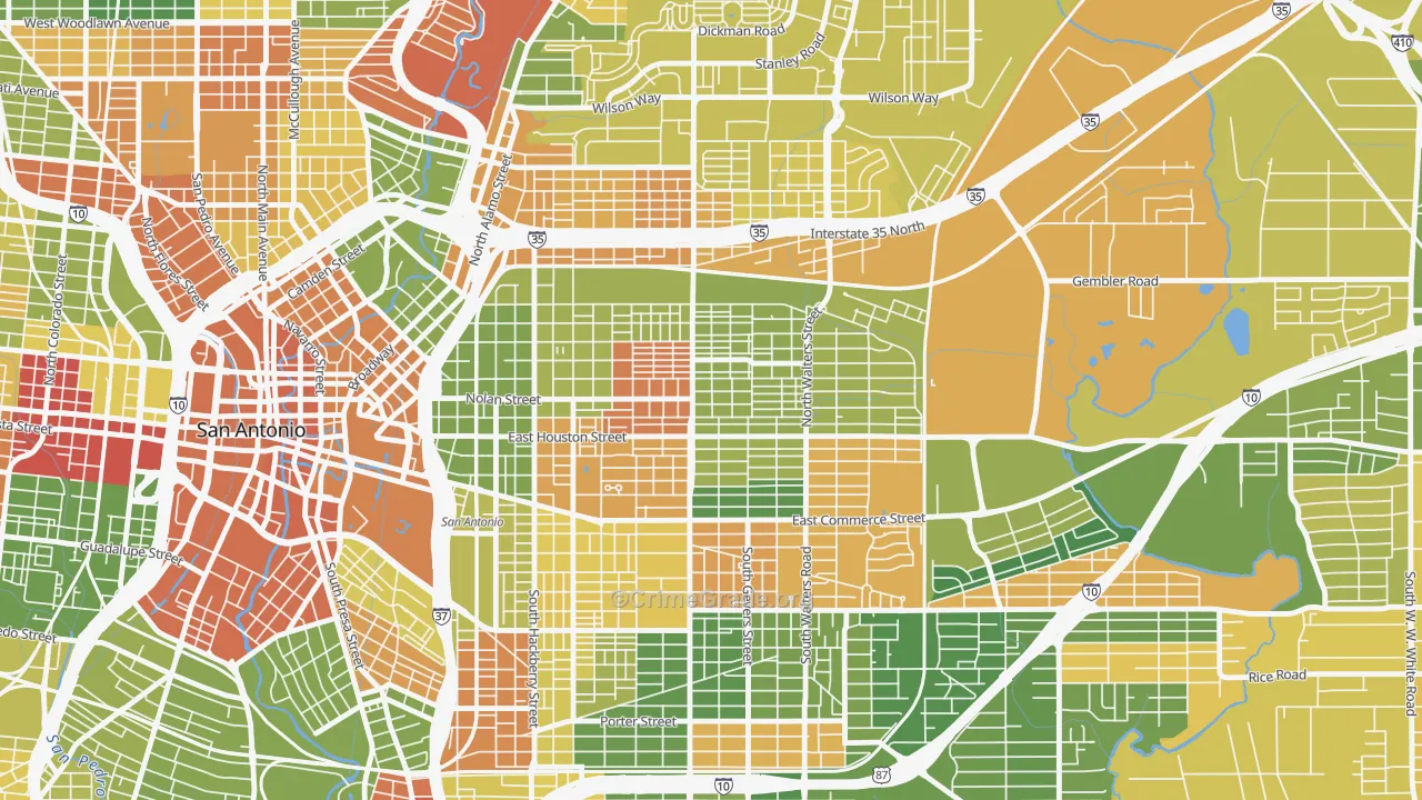 78202, TX Map of Drug-Related Crime Rates