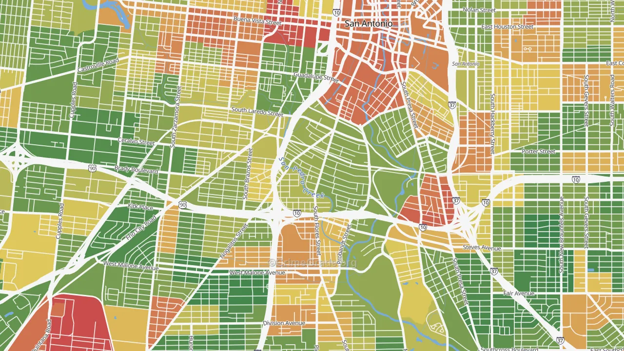78204, TX Map of Drug-Related Crime Rates