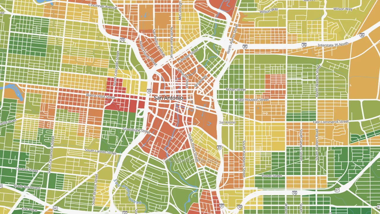78205, TX Map of Drug-Related Crime Rates