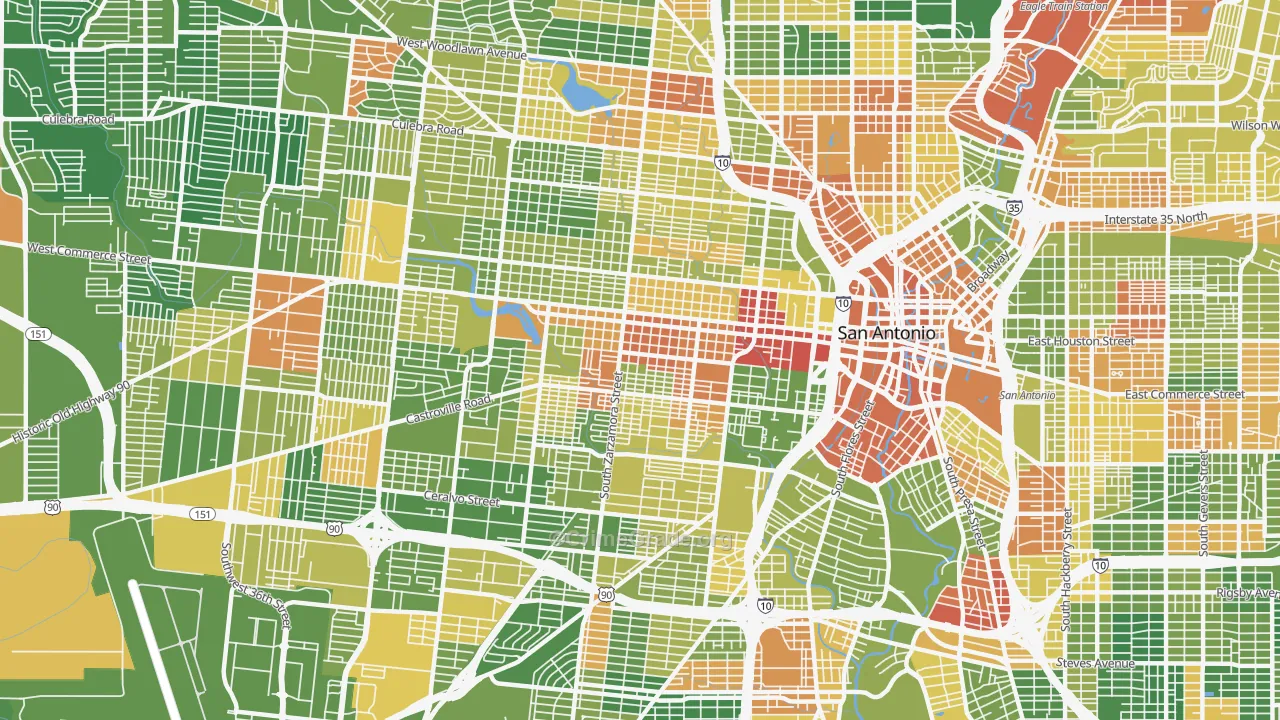 78207, TX Map of Drug-Related Crime Rates