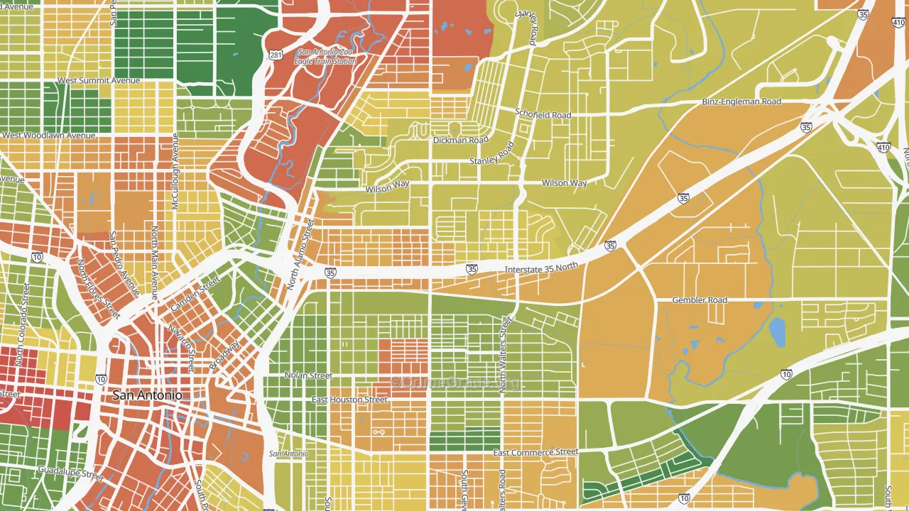 78208, TX Map of Drug-Related Crime Rates
