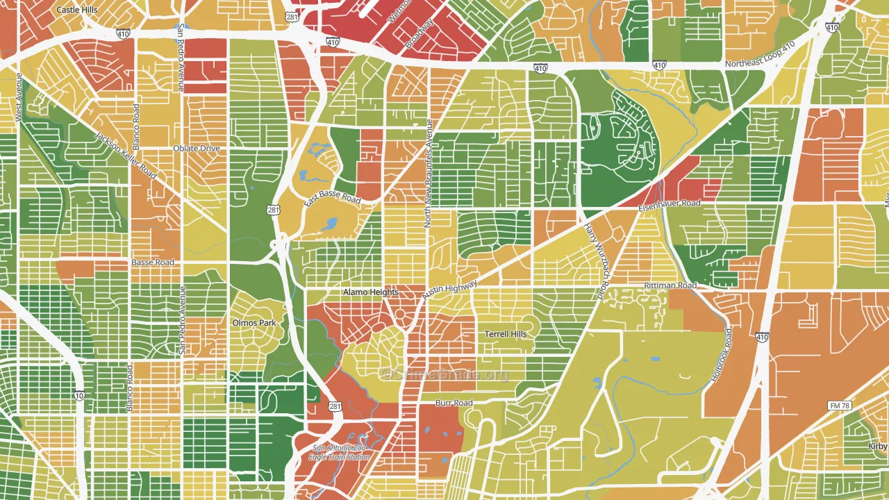 78209, TX Map of Drug-Related Crime Rates