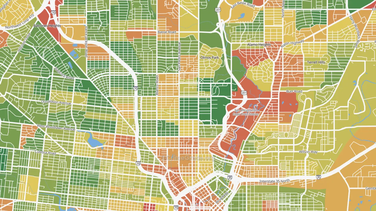 78212, TX Map of Drug-Related Crime Rates