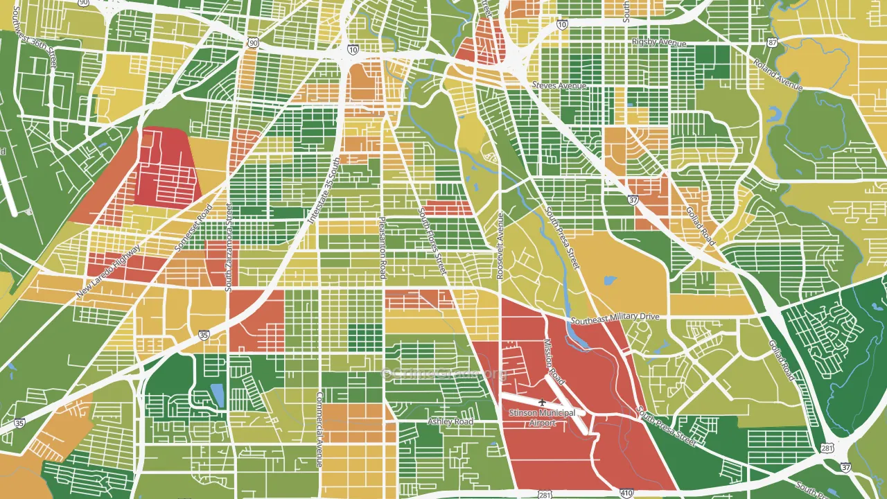 78214, TX Map of Drug-Related Crime Rates