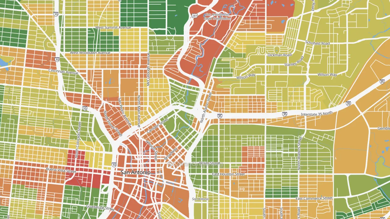 78215, TX Map of Drug-Related Crime Rates