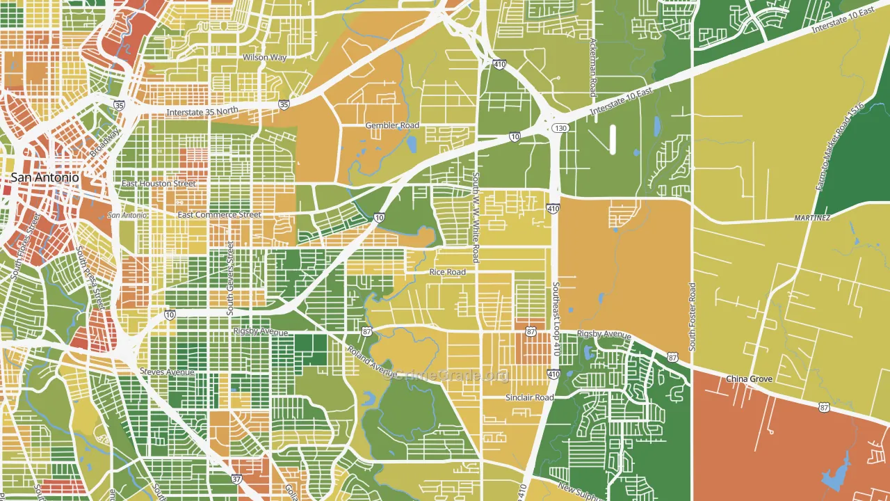78220, TX Map of Drug-Related Crime Rates