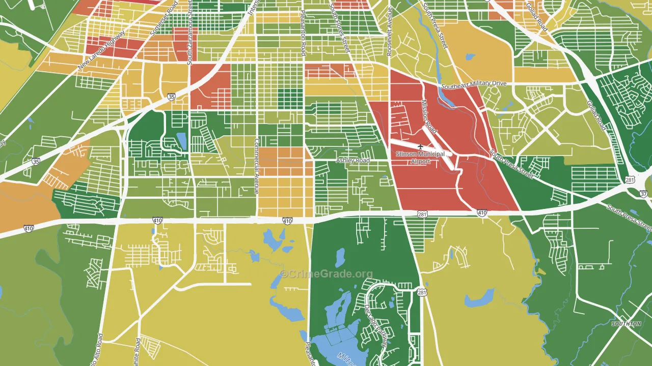 78221, TX Map of Drug-Related Crime Rates