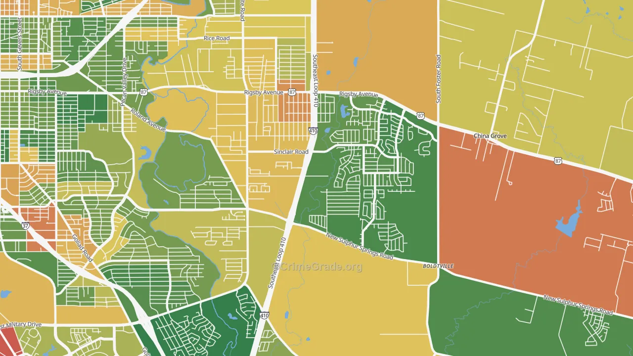 78222, TX Map of Drug-Related Crime Rates