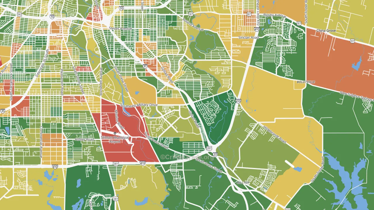 78223, TX Map of Drug-Related Crime Rates
