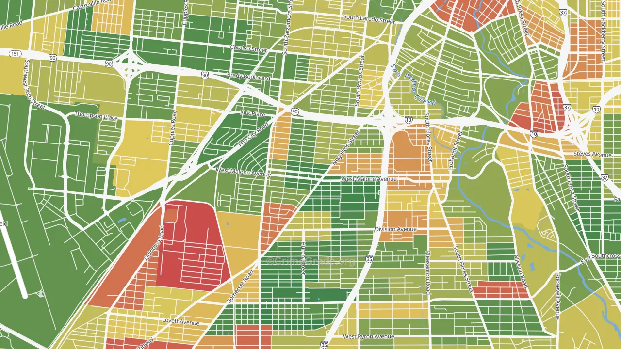 78225, TX Map of Drug-Related Crime Rates