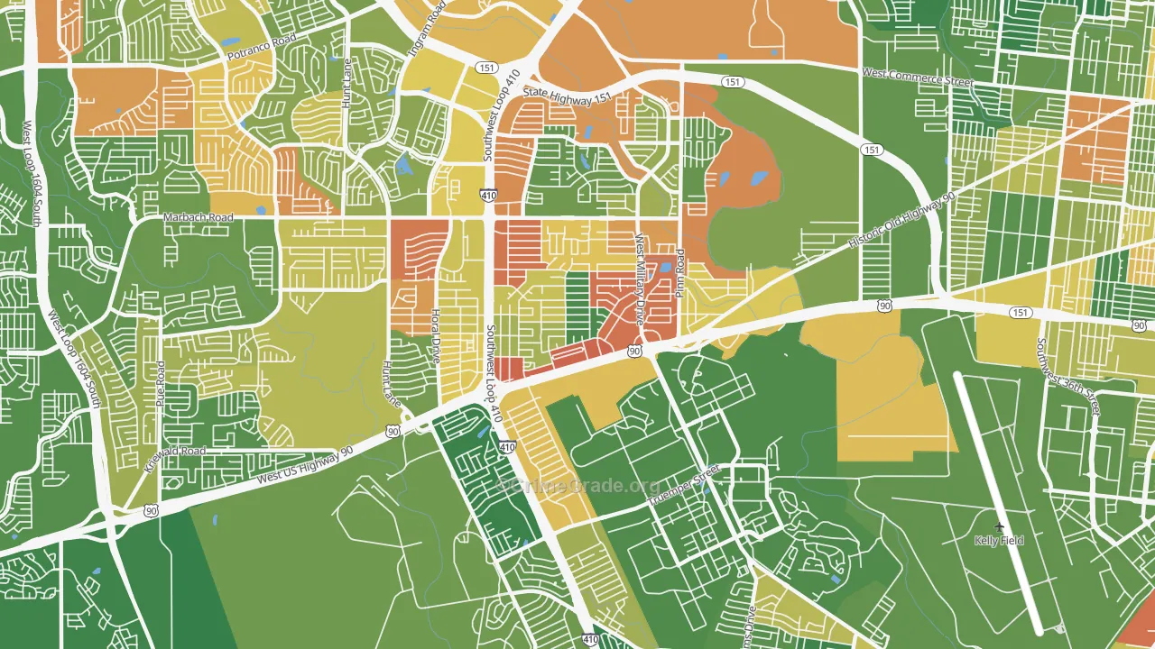78227, TX Map of Drug-Related Crime Rates