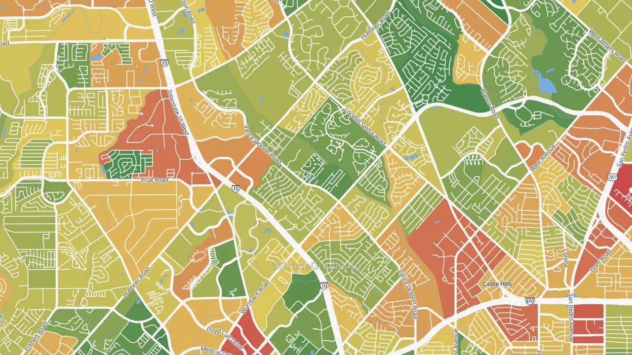 78230, TX Map of Drug-Related Crime Rates
