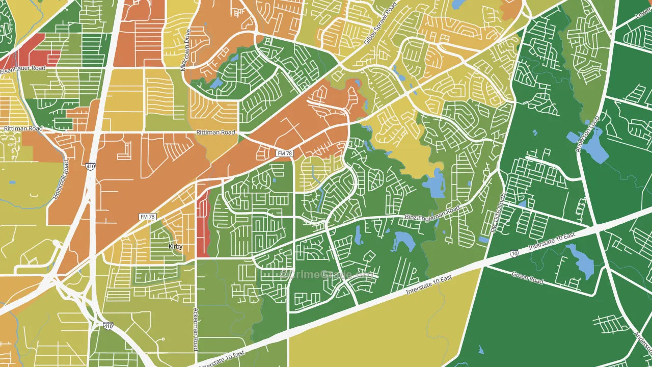 78244, TX Map of Drug-Related Crime Rates