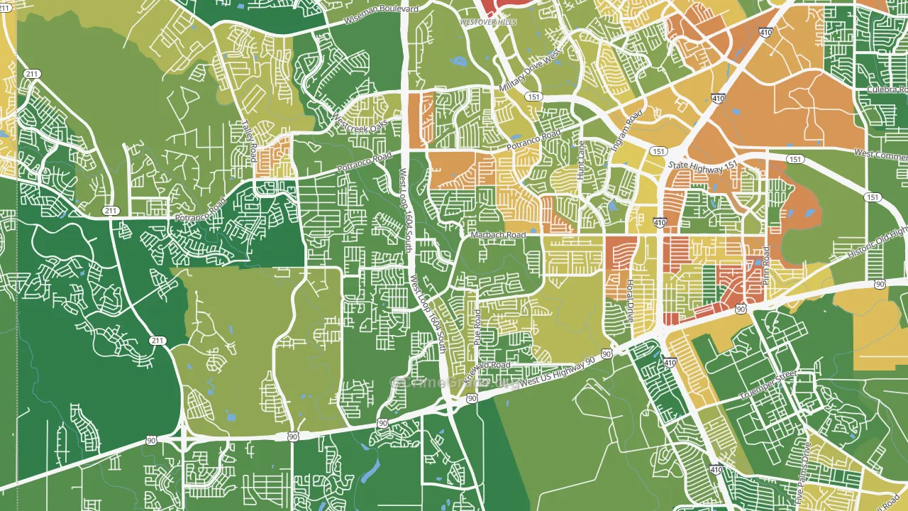 78245, TX Map of Drug-Related Crime Rates