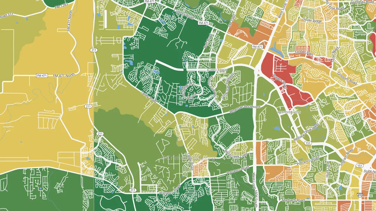 78253, TX Map of Drug-Related Crime Rates