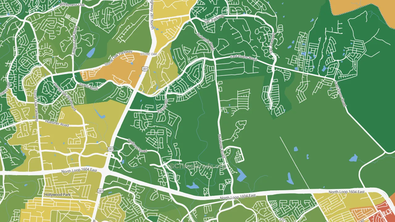 78259, TX Map of Drug-Related Crime Rates