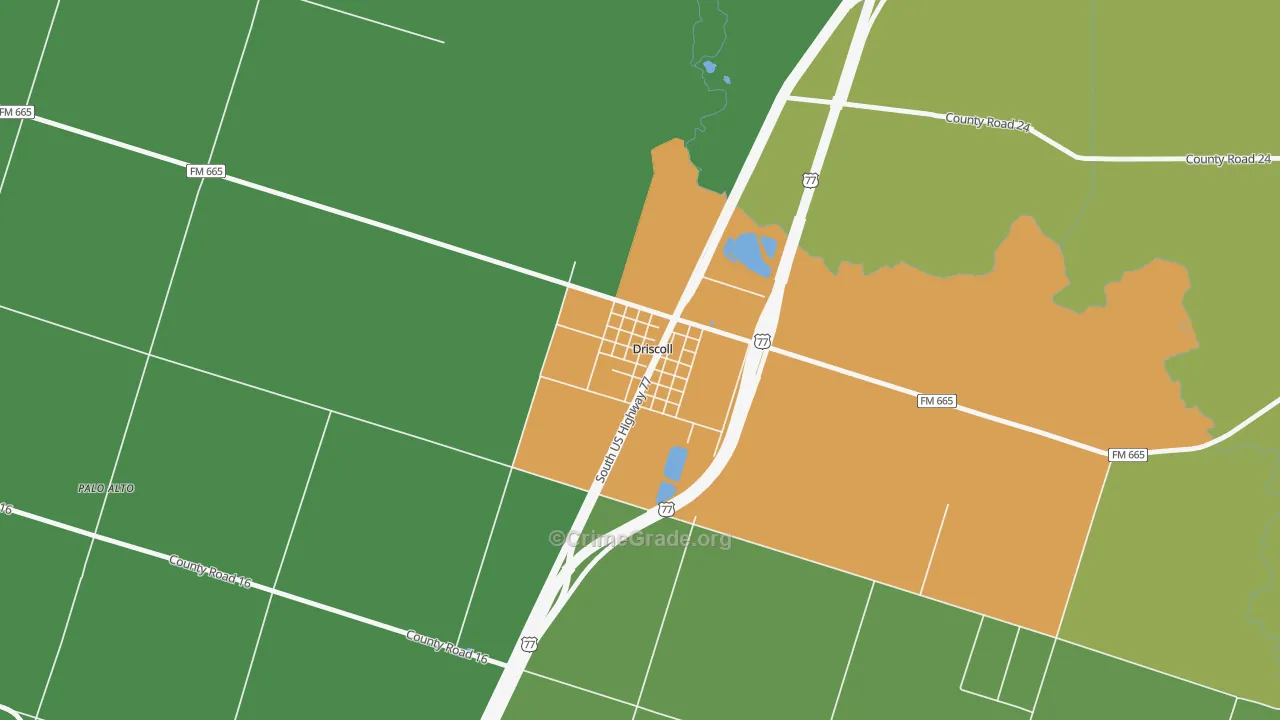 78351, TX Map of Drug-Related Crime Rates