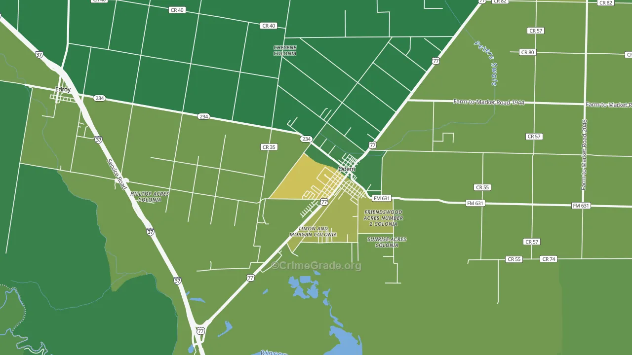 78370, TX Map of Drug-Related Crime Rates