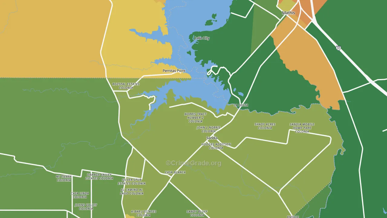 78383, TX Map of Drug-Related Crime Rates