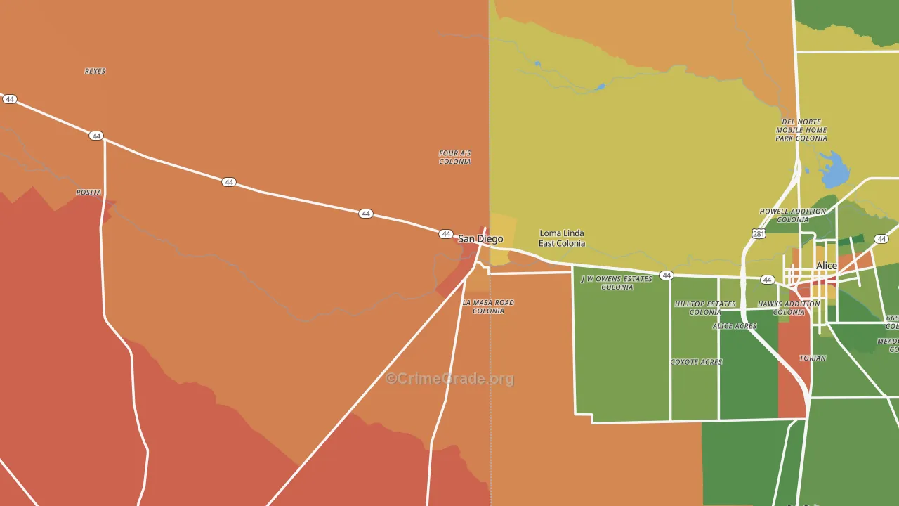 78384, TX Map of Drug-Related Crime Rates