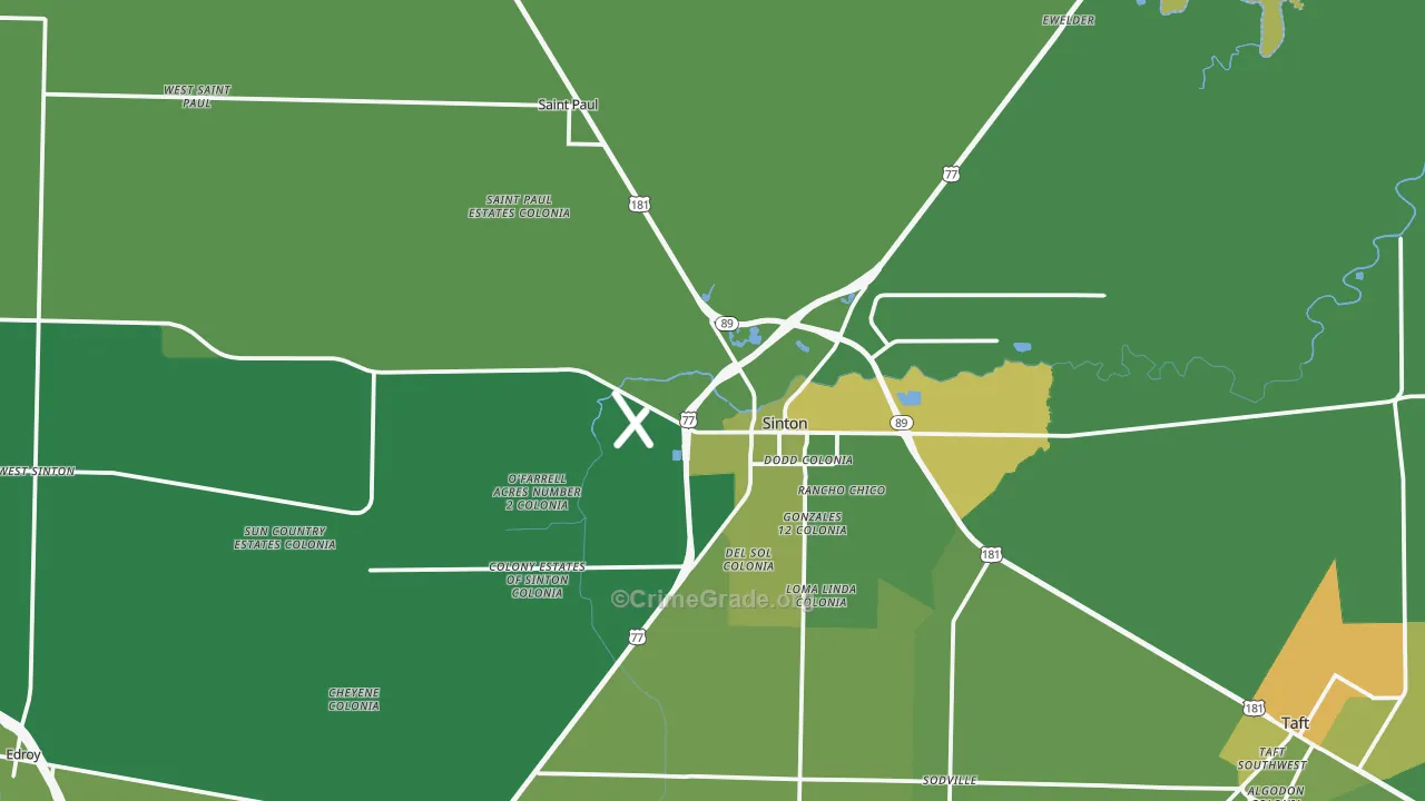 78387, TX Map of Drug-Related Crime Rates