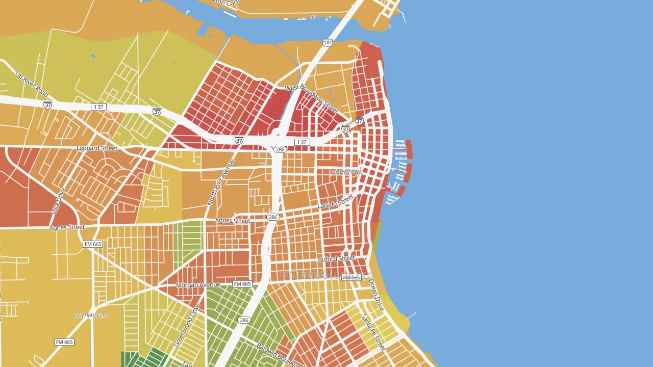 78401, TX Map of Drug-Related Crime Rates