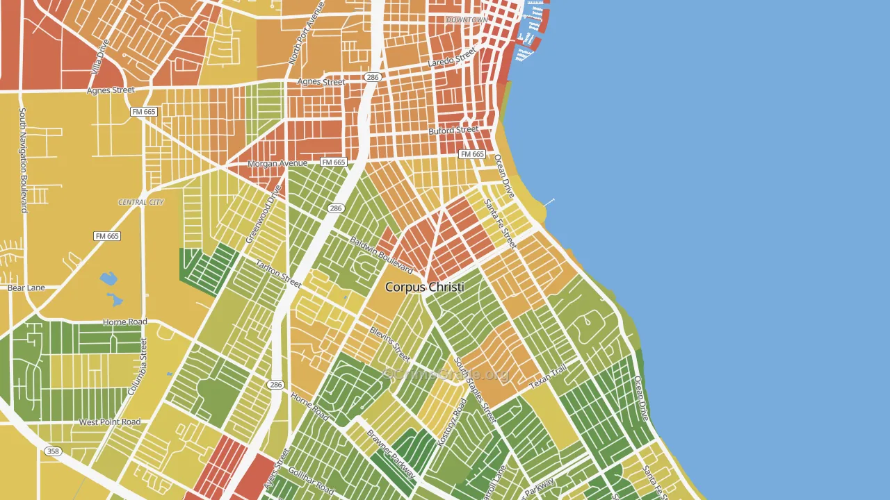 78404, TX Map of Drug-Related Crime Rates
