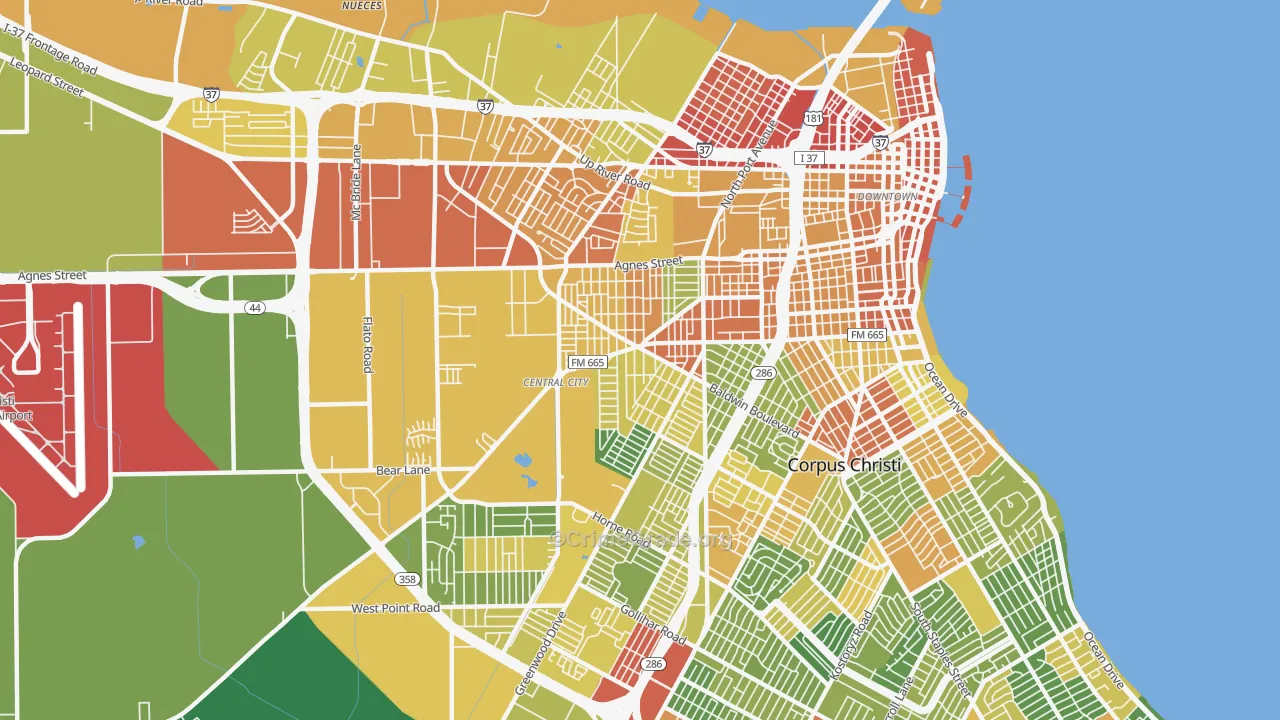 78405, TX Map of Drug-Related Crime Rates