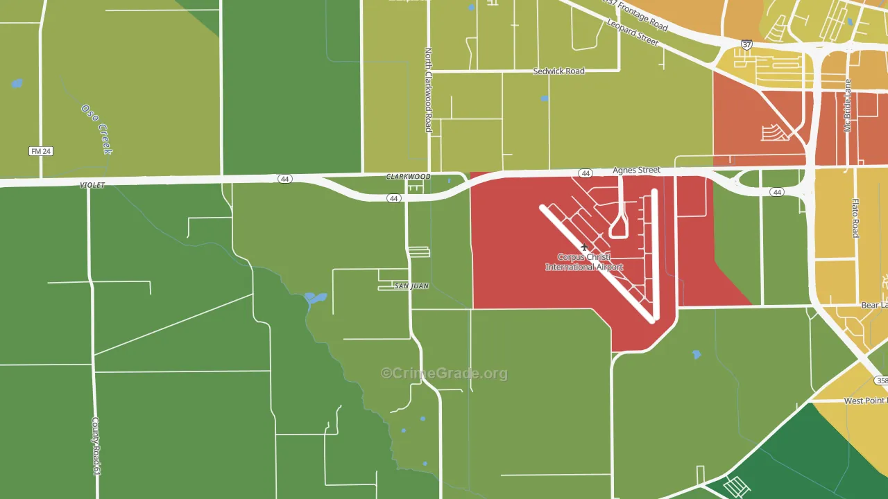 78406, TX Map of Drug-Related Crime Rates