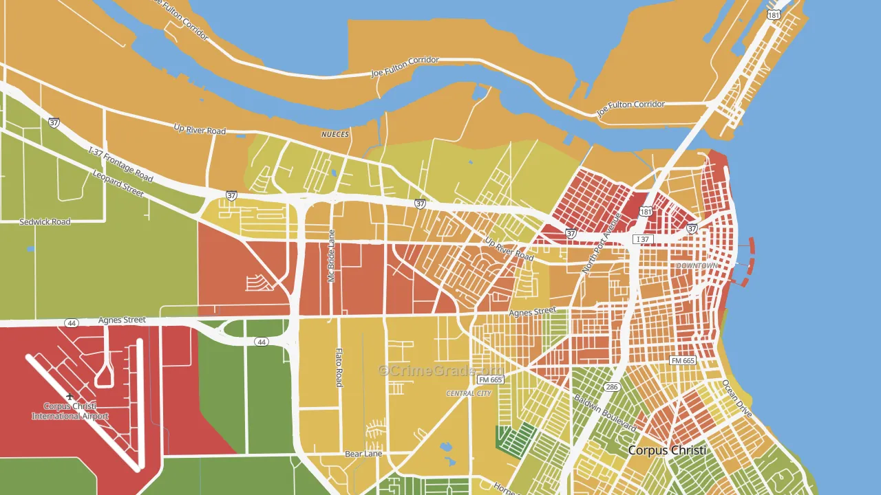 78408, TX Map of Drug-Related Crime Rates